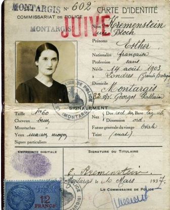 Décembre 1942 le gouvernement de Vichy impose le tampon Juif sur les cartes d' identité des Juives et Juifs